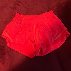 red lulu lemon shorts, size 0